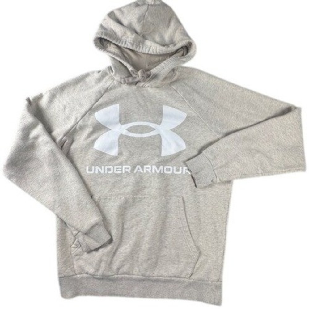 Under Armour Hoodie Mens Small Gray ColdGear Loose Fit Logo Pullover Raglan
